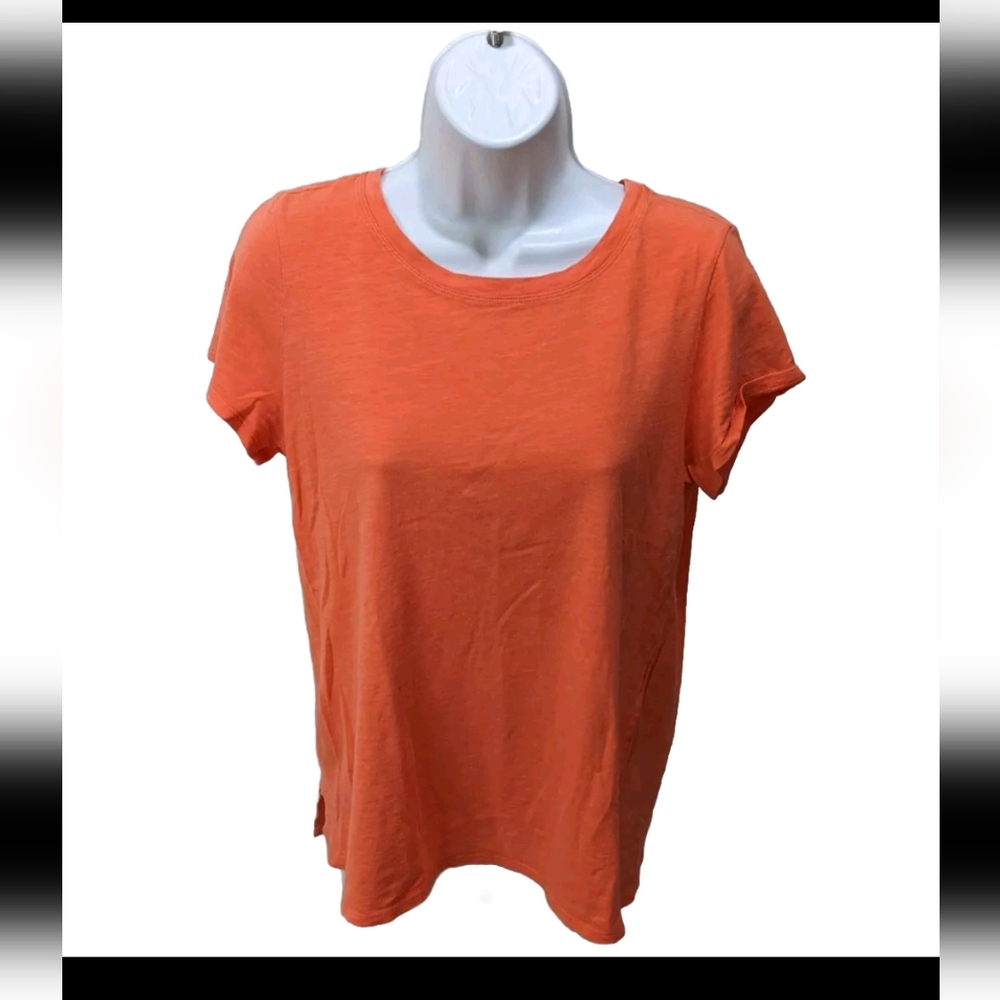 Eileen Fisher Short Sleeve Tee T Shirt XS Orange Minimalist Sustainable #585